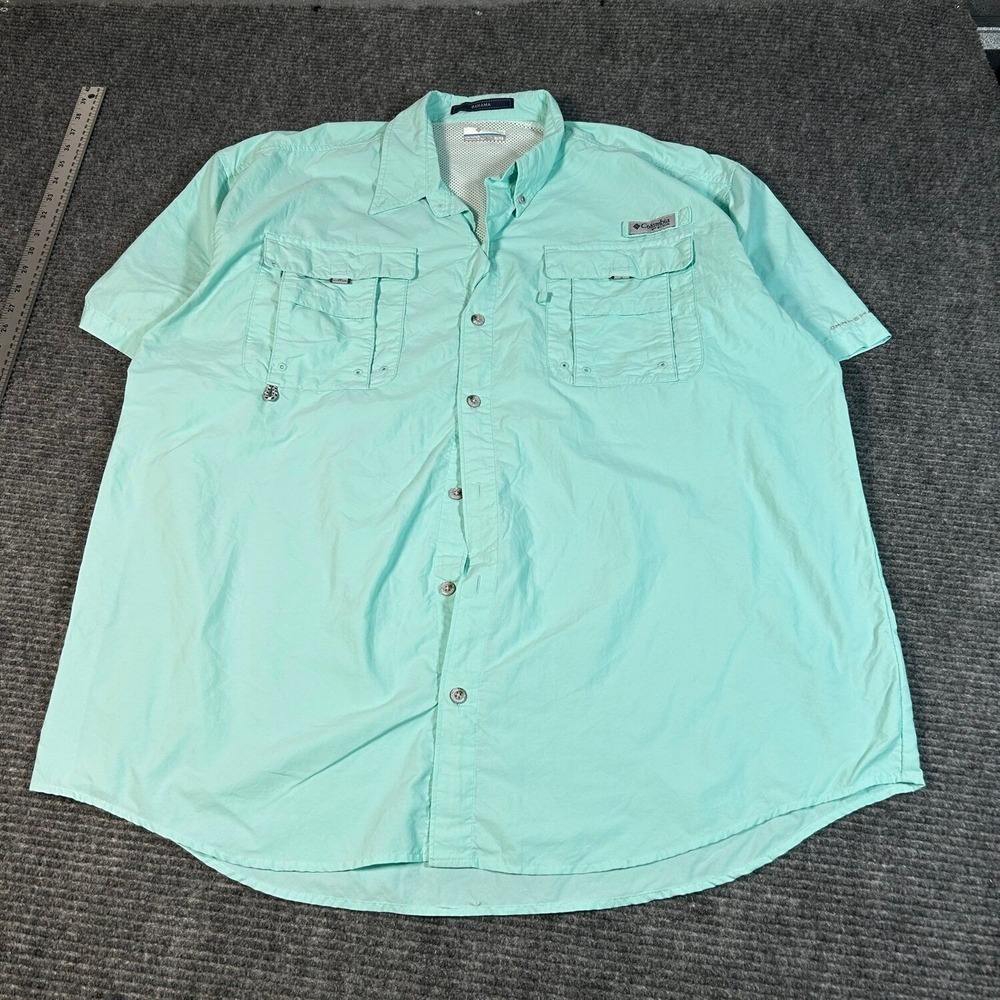 Columbia PFG Bahama II Fishing Shirt Mens XL Mint Green Excellent Vented Back